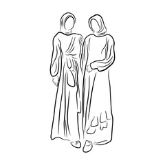 Woman pose line art style