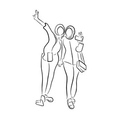 Woman pose line art style