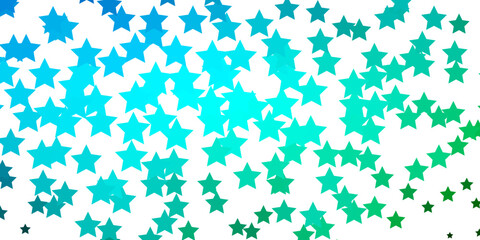 Light Blue, Green vector pattern with abstract stars.