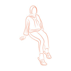 Woman pose line art style