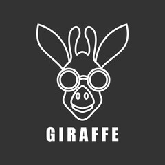 giraffe cute line logo design