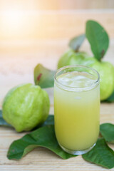 Obraz na płótnie Canvas Guava juice, Guava water with Guava fruit, high Vitamin C, green drink