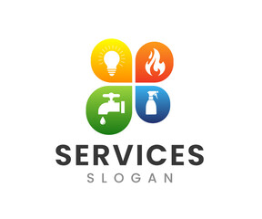 Home Service Logo. Modern Home Fix Logo Design Template