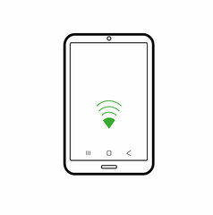 illustration of a phone icon with a Wi-Fi connection icon. Banner, information