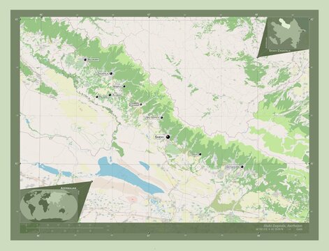 Shaki-Zaqatala, Azerbaijan. OSM. Labelled points of cities