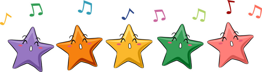 Stars Mascot Song Music Notes Illustration