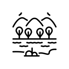 Black line icon for lakes