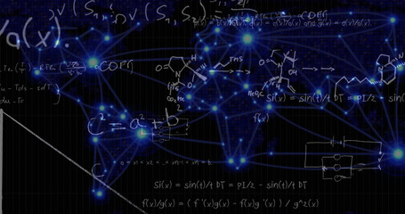 Image of handwritten mathematical formulae over blue background