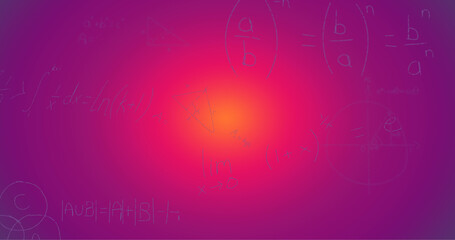 Image of handwritten mathematical formulae over purple background