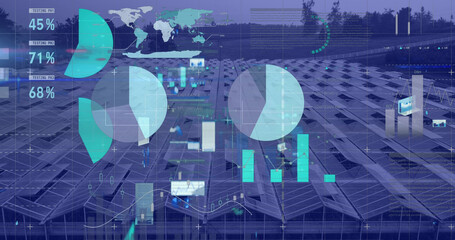 Image of data processing over cityscape