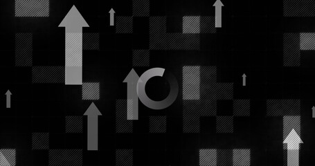 Image of arrwos and circles over black background