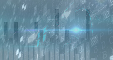 Image of financial data processing over green background