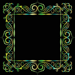 Decorative frame Elegant vector element for design in Eastern style, place for text. Beautiful floral golden border. Lace illustration for invitations, greeting cards and T Shirt design.