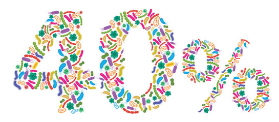 40% made of Bacteria isolated on white background, bacteria font. Vector illustration.