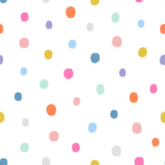 Colorful dots on white background. Polka dots design.
