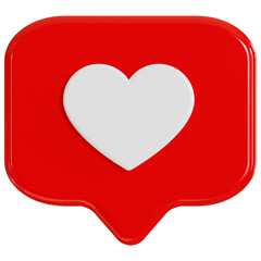 3d red heart icon illustration