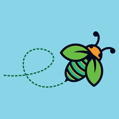 honey bee eco friendly or  green bee vector logo monogram template