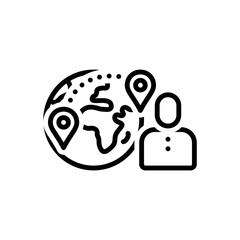 Black line icon for immigration