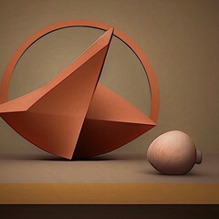 Abstract 3d origami type shaped sphere object with smooth detailed textures