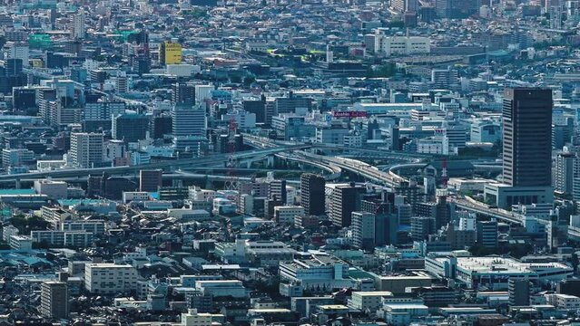 東大阪JCTから大阪の街並みのタイムラプス動画　ズームアウト