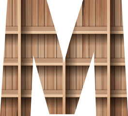 Wood shelf font design alphabet letter