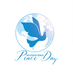 international peace day template with elegant pigeon design