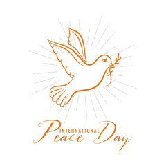 elegant international peace day poster with pigeon and olive design vector illustration