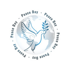 happy 21th september template with bird in silhouette style vector illustration
