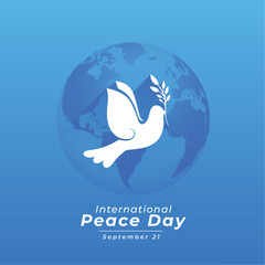 international peace day template with pigeon in paper cut style vector illustration