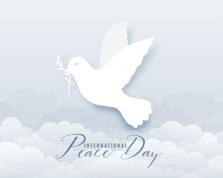 International Day of peace background with sky and flying pigeon design vector illustration
