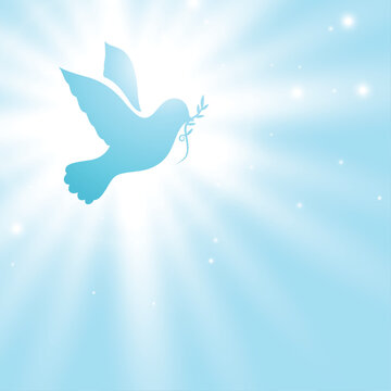 shinny dove of peace background in editable style vector illustration