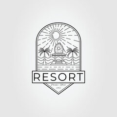 gazebo or lounge resort at the beach logo vector illustration design.
