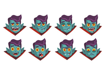 halloween illustration vector vampire emotions minimal set