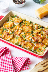 Casserole with zucchini and cheese. Healthy eating. Vegetarian food.