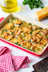 Casserole with zucchini and cheese. Healthy eating. Vegetarian food.