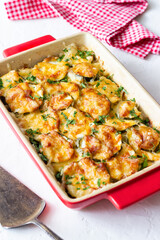 Casserole with zucchini and cheese. Healthy eating. Vegetarian food.