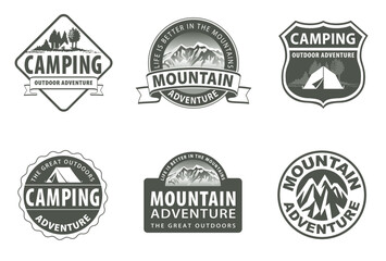 Fototapeta premium エンブレム アウトドア ロゴマーク アイコンセット