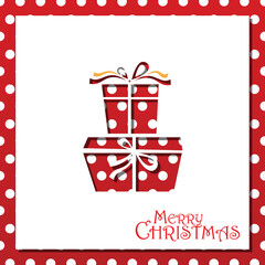 Vector white paper Christmas box on a white matte background. Design elements for holiday cards.