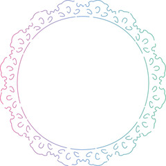 グラデーションカラーのレースの丸い線画フレーム