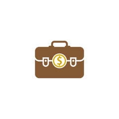 Briefcase and money icon isolated on white background