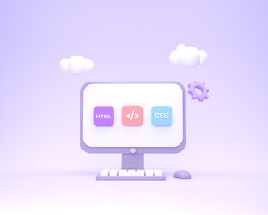 3D Render web development, software development, web design, coding, programing and UI UX design