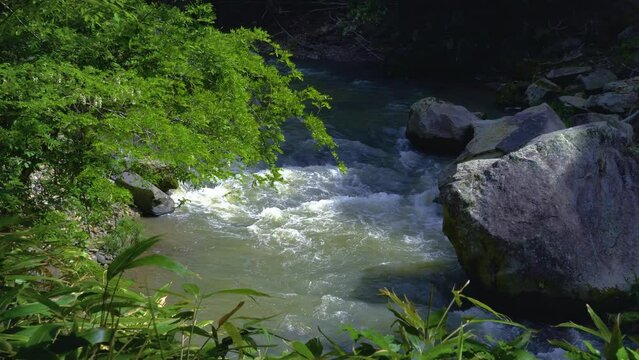 差切峡を通る麻績川 長野県筑北村