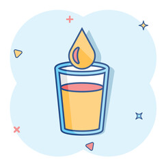 Water glass icon in comic style. Soda glass vector cartoon illustration pictogram. Droplet water blob business concept splash effect.