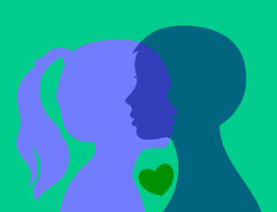 Parents and children. Drawing of a human silhouette.
Family,

adolescent psychology, family relations between relatives. 