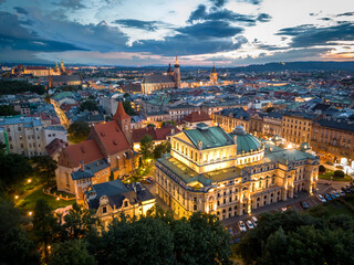 Panorama starego miasta Krakowa - obrazy, fototapety, plakaty