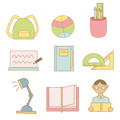 school icons set illustration