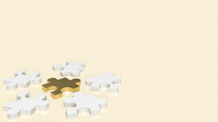 The white and gold  jigsaw for abstract or business concept  3d rendering