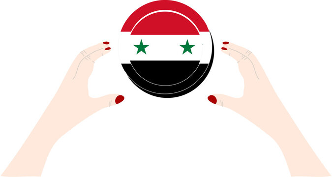 Syria hand drawn flag, Syrian pound hand drawn