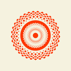 Orange Mandala Line Illustration. mandala vector illustration