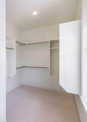 Vertical Master closet interior with window and carpeted flooring